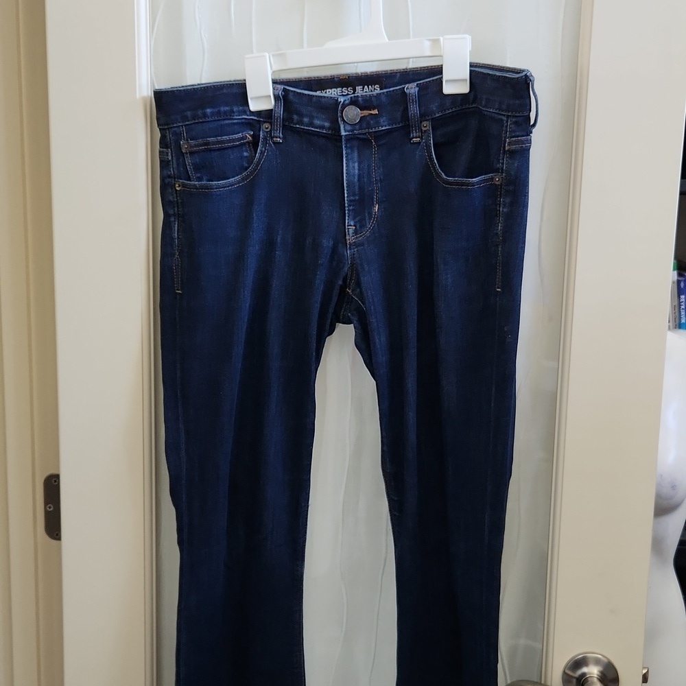 Express Barely Boot Low Rise Blue Jean